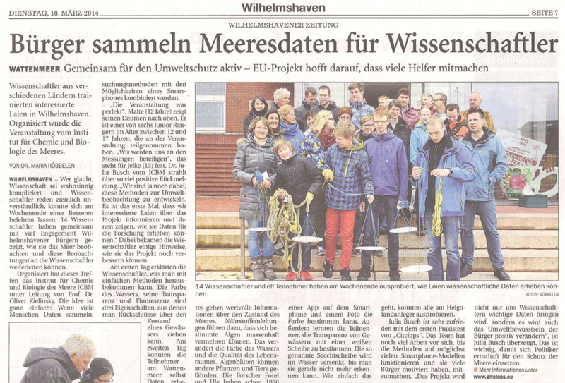 newsarticle Blueinfodays WHV zeitung